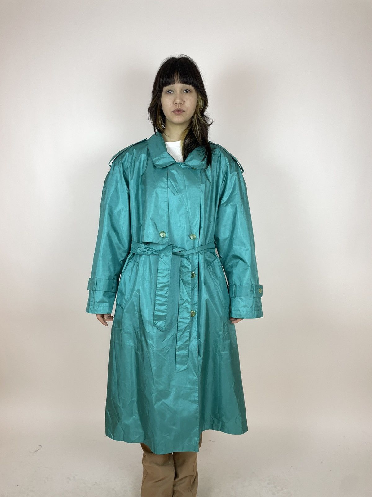 Vintage MAGGIE LAWRENCE Vintage blue trench coat Womens size Large Size L / US 10 / IT 46 - 2 Thumbnail