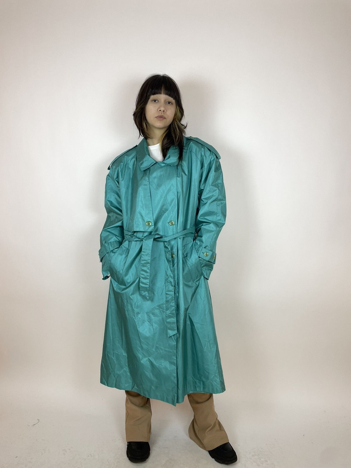 Vintage MAGGIE LAWRENCE Vintage blue trench coat Womens size Large Size L / US 10 / IT 46 - 3 Thumbnail