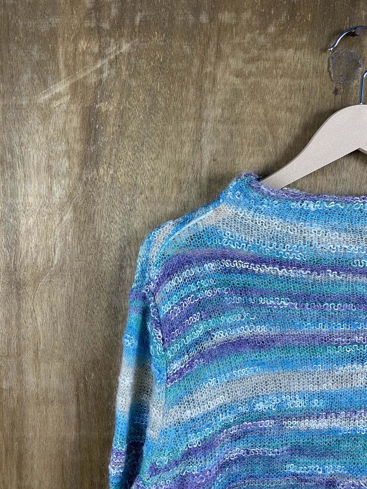 Japanese Brand Japanese stripe fur shag shaggy Knitwear mohair #Z024 Size US L / EU 52-54 / 3 - 3 Thumbnail