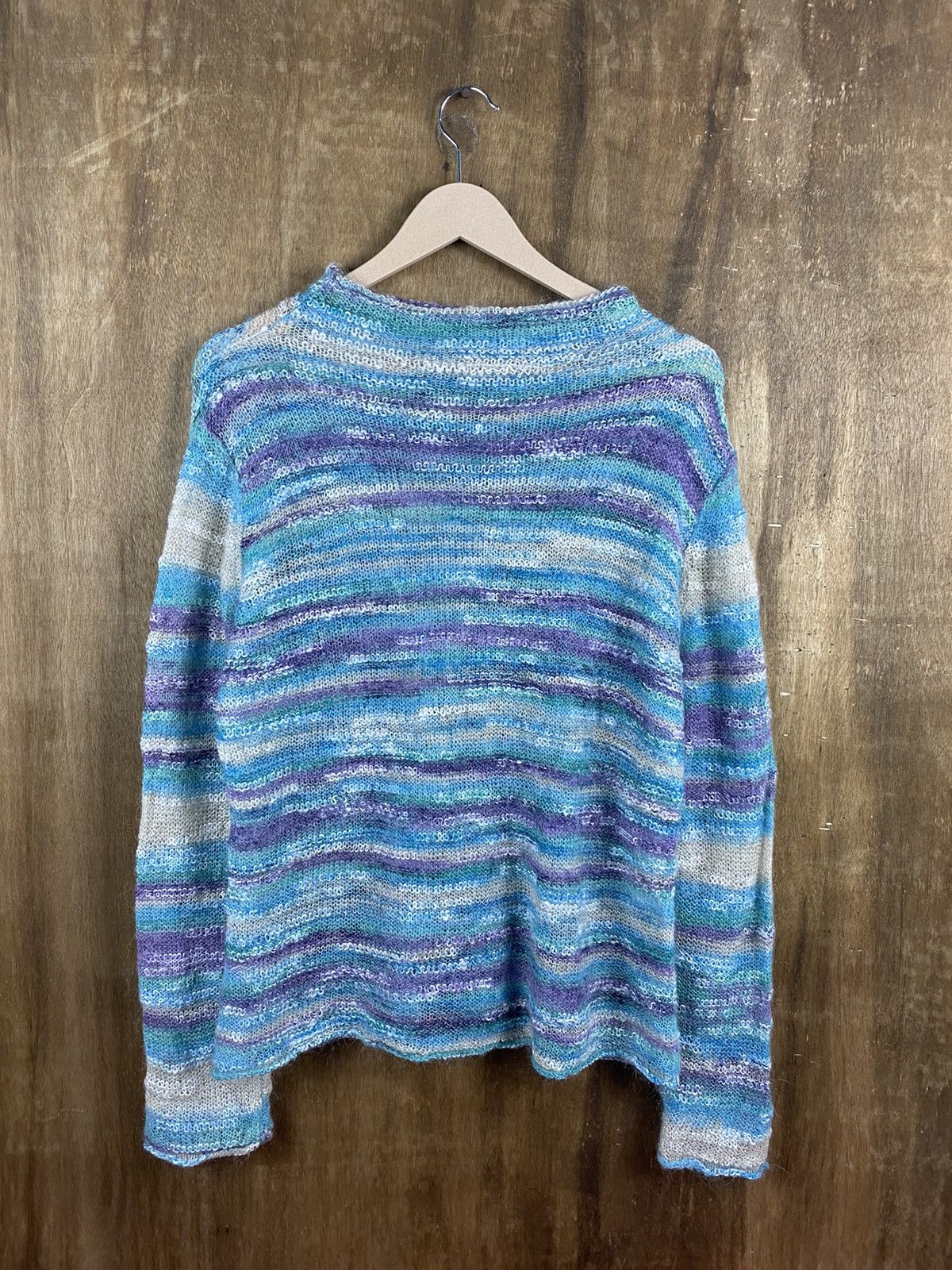 Japanese Brand Japanese stripe fur shag shaggy Knitwear mohair #Z024 Size US L / EU 52-54 / 3 - 11 Thumbnail