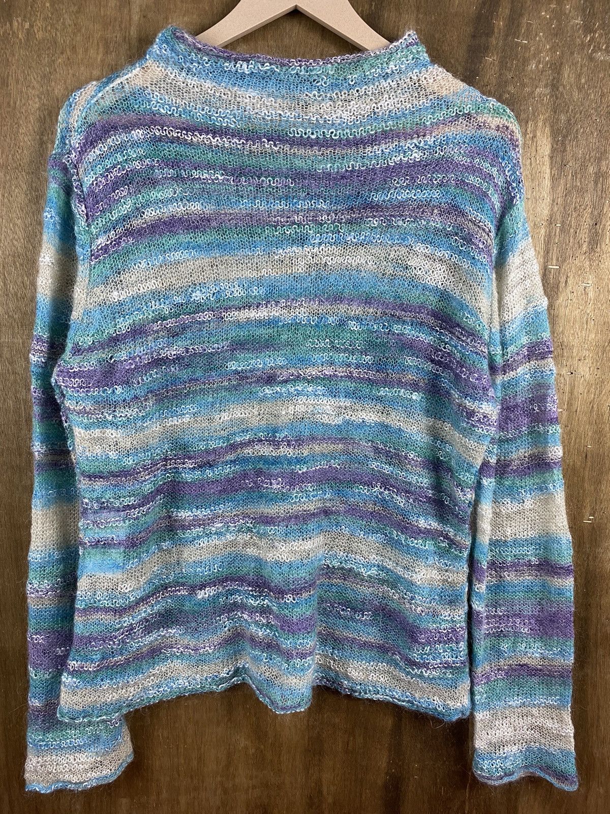 Japanese Brand Japanese stripe fur shag shaggy Knitwear mohair #Z024 Size US L / EU 52-54 / 3 - 2 Thumbnail