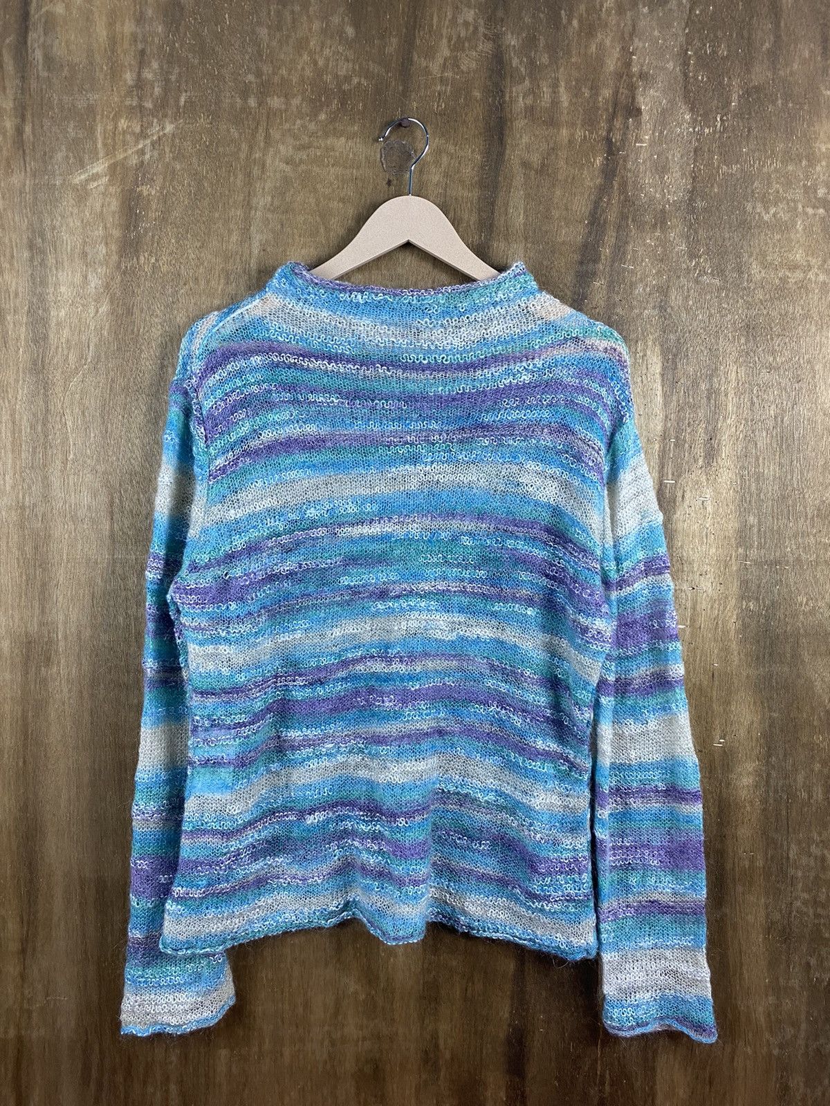 Japanese Brand Japanese stripe fur shag shaggy Knitwear mohair #Z024 Size US L / EU 52-54 / 3 - 1 Thumbnail