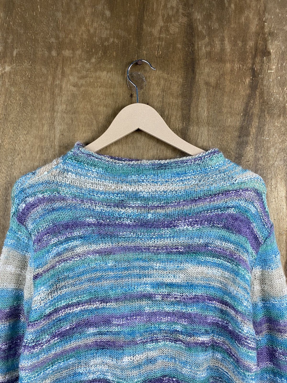 Japanese Brand Japanese stripe fur shag shaggy Knitwear mohair #Z024 Size US L / EU 52-54 / 3 - 14 Thumbnail