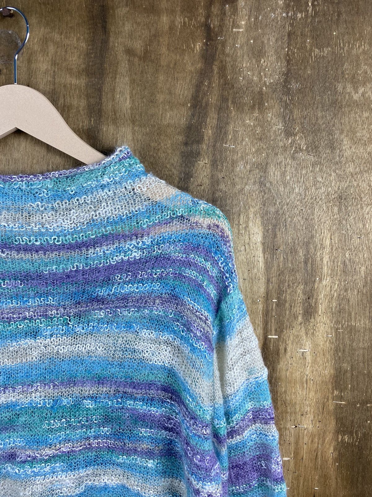 Japanese Brand Japanese stripe fur shag shaggy Knitwear mohair #Z024 Size US L / EU 52-54 / 3 - 4 Thumbnail