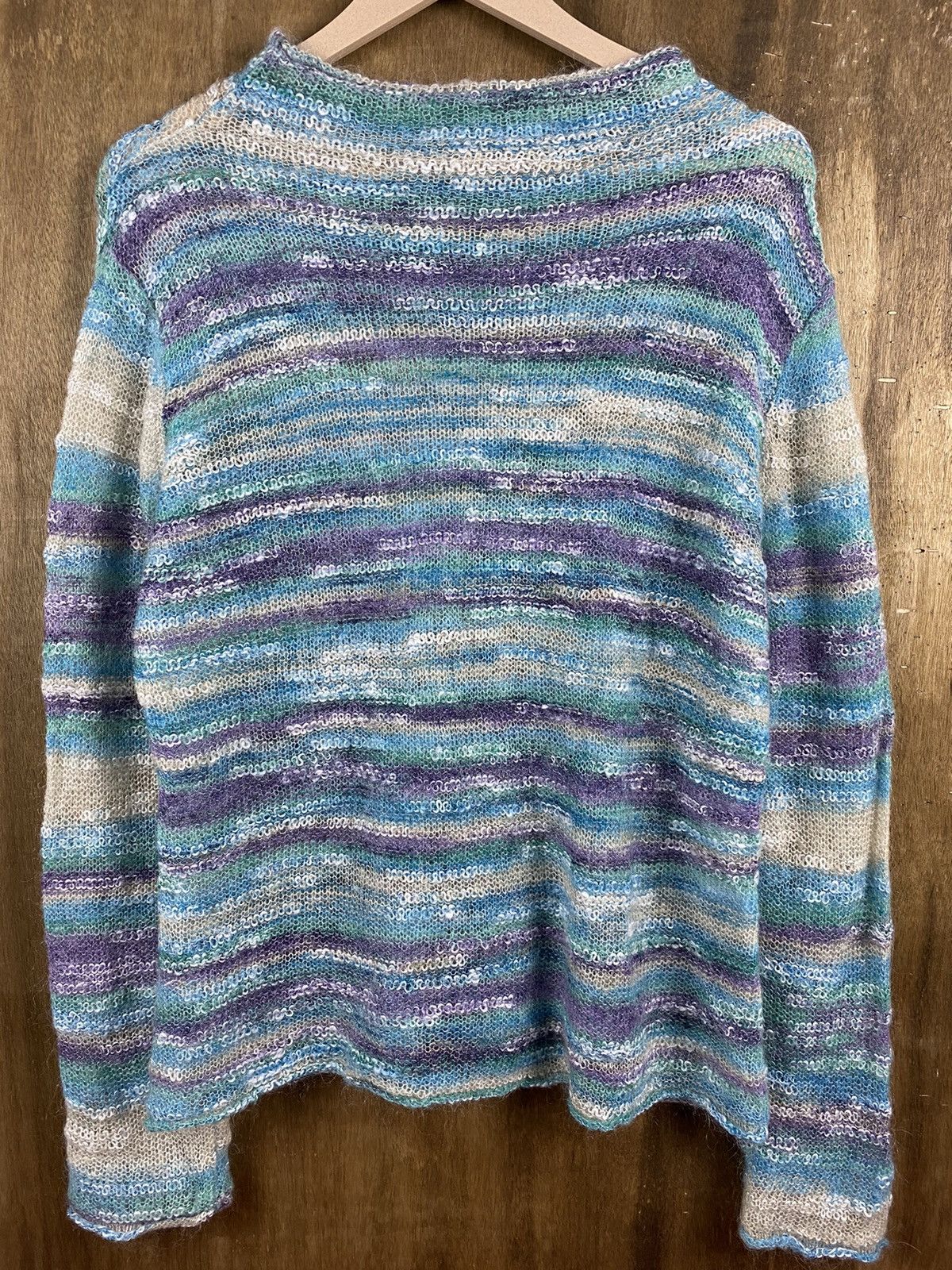 Japanese Brand Japanese stripe fur shag shaggy Knitwear mohair #Z024 Size US L / EU 52-54 / 3 - 15 Thumbnail