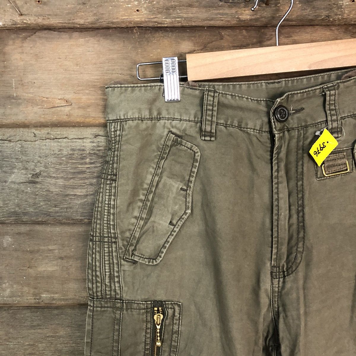 Japanese Brand Double Edge faded Green multi pocket Cargo Pants #3976 Size US 30 / EU 46 - 4 Thumbnail