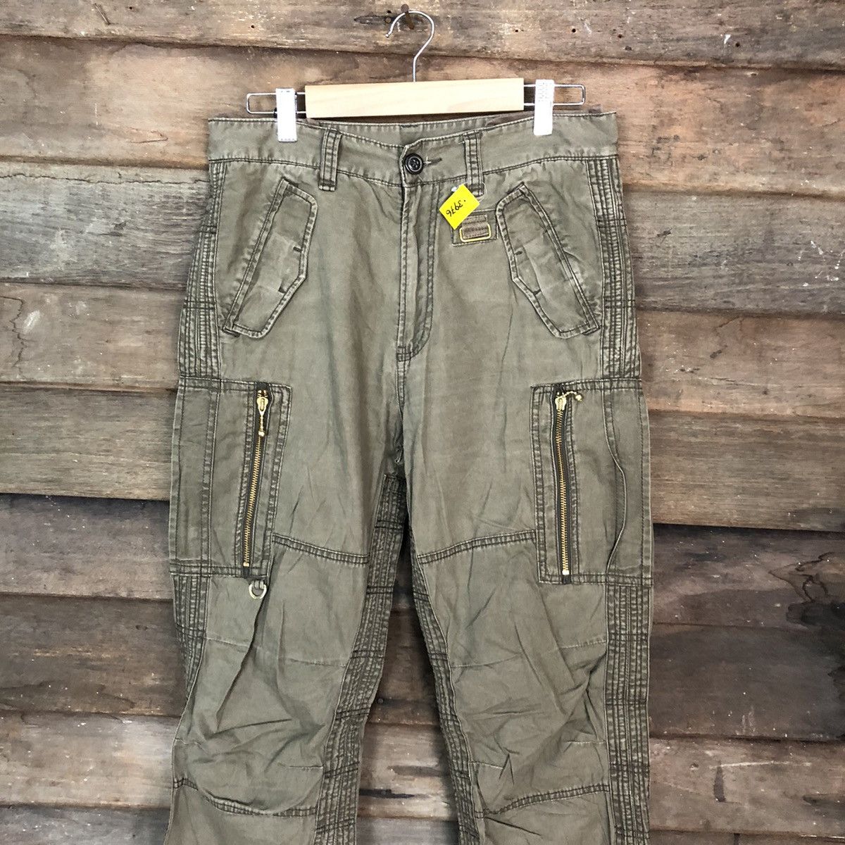 Japanese Brand Double Edge faded Green multi pocket Cargo Pants #3976 Size US 30 / EU 46 - 2 Thumbnail