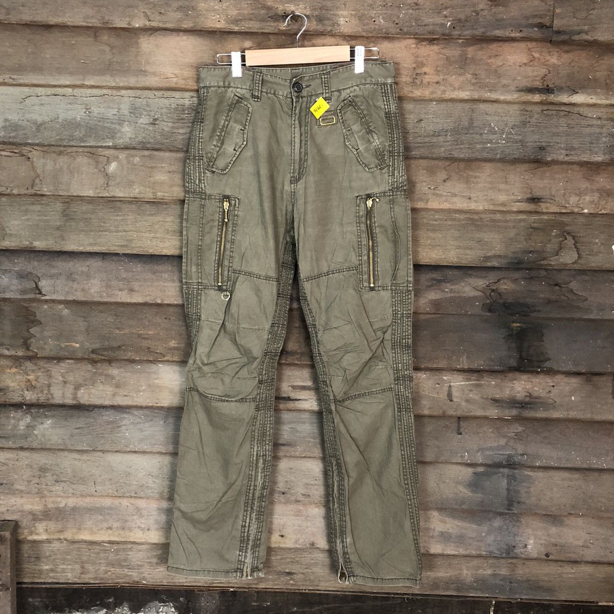 Double Edge faded Green multi pocket Cargo Pants #3976