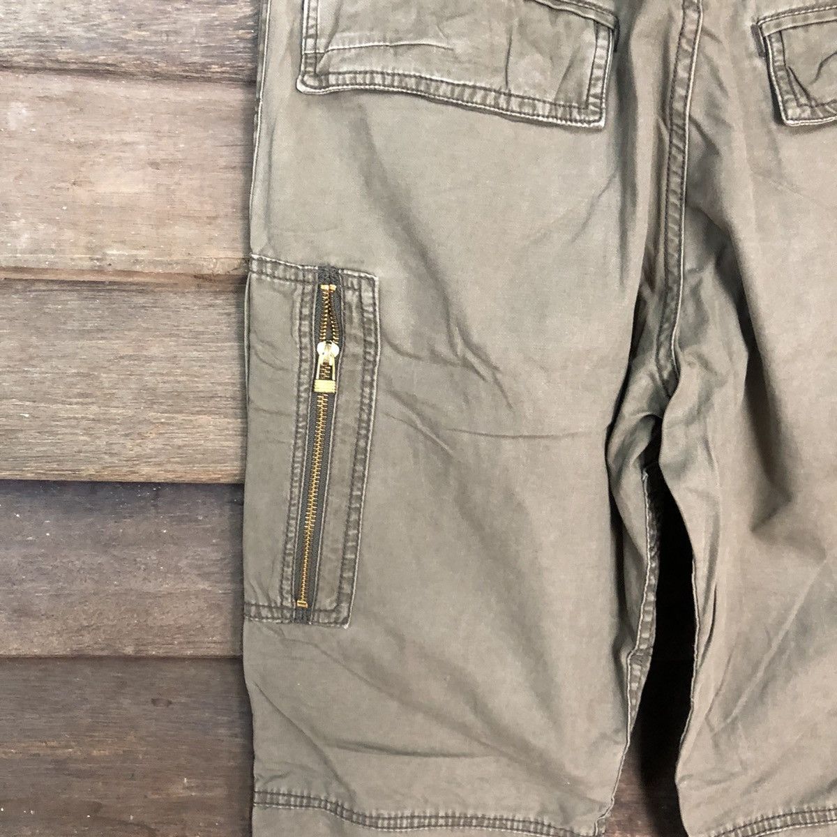 Japanese Brand Double Edge faded Green multi pocket Cargo Pants #3976 Size US 30 / EU 46 - 16 Thumbnail