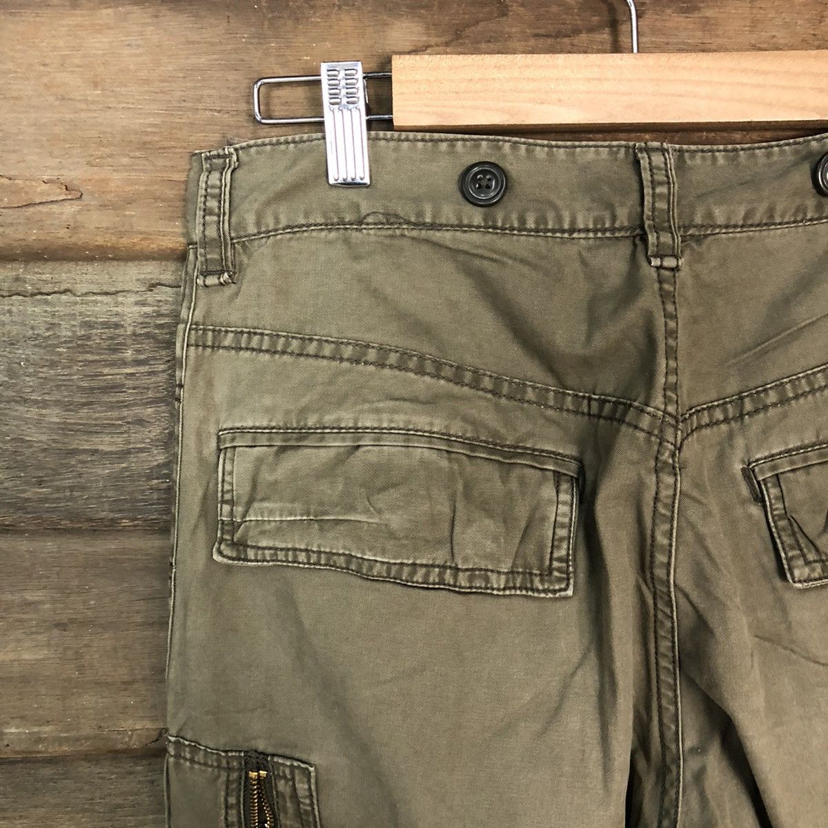 Japanese Brand Double Edge faded Green multi pocket Cargo Pants #3976 Size US 30 / EU 46 - 14 Thumbnail