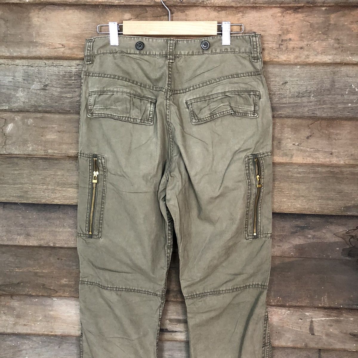 Japanese Brand Double Edge faded Green multi pocket Cargo Pants #3976 Size US 30 / EU 46 - 12 Thumbnail