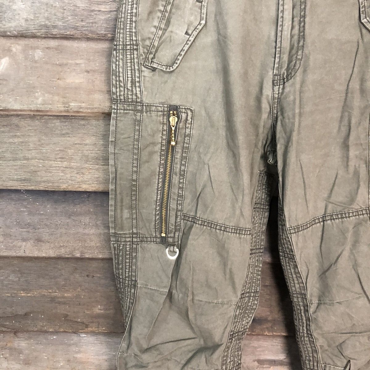 Japanese Brand Double Edge faded Green multi pocket Cargo Pants #3976 Size US 30 / EU 46 - 6 Thumbnail