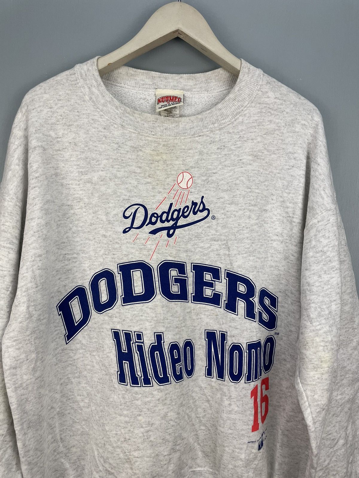 MLB Vintage 90s Dodgers Hideo Nomo 16 MLB sweatshirt Size US L / EU 52-54 / 3 - 3 Thumbnail