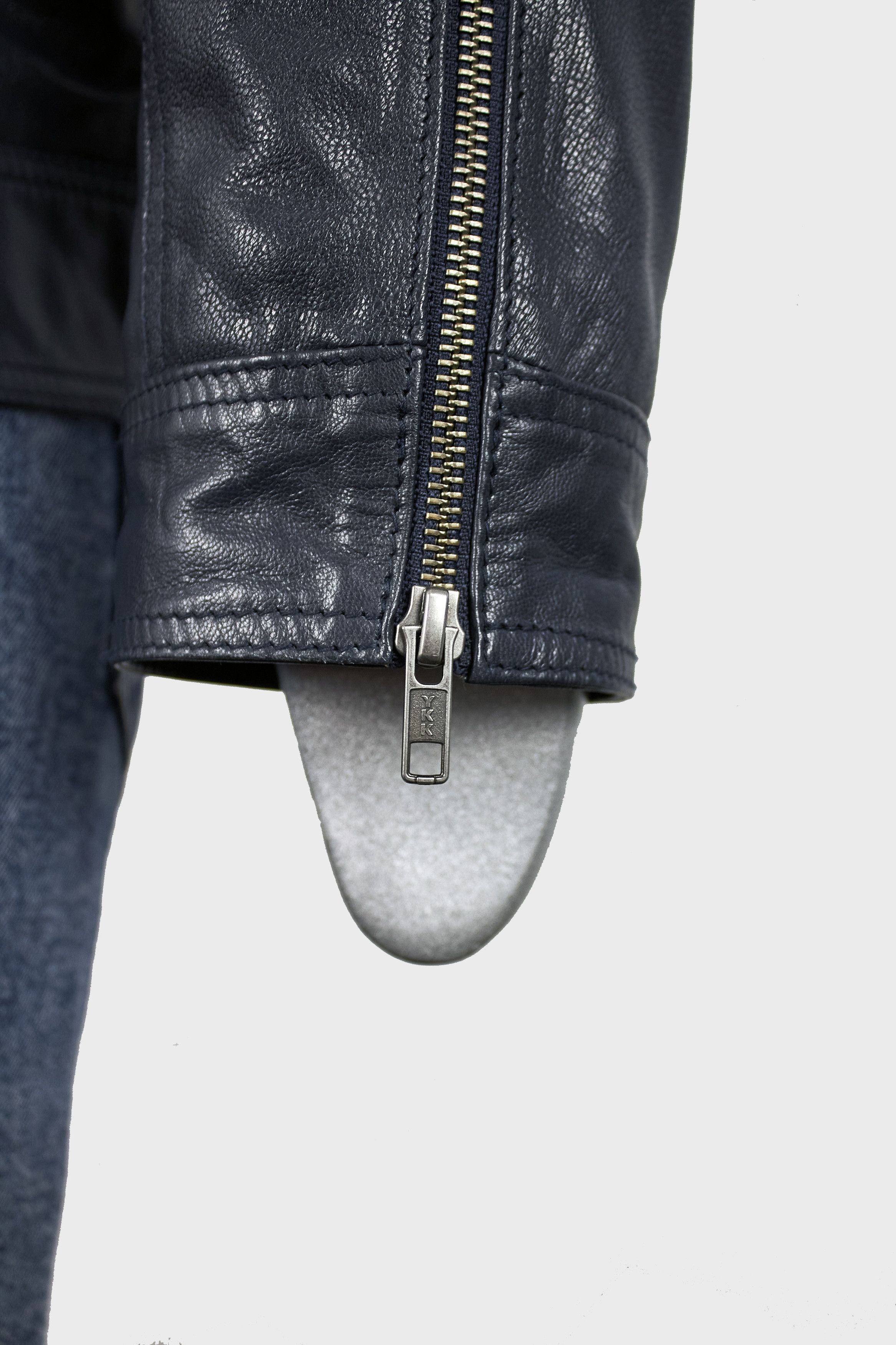 Asos Asos men's dark blue leather cafe racer jacket Size US XL / EU 56 / 4 - 10 Thumbnail