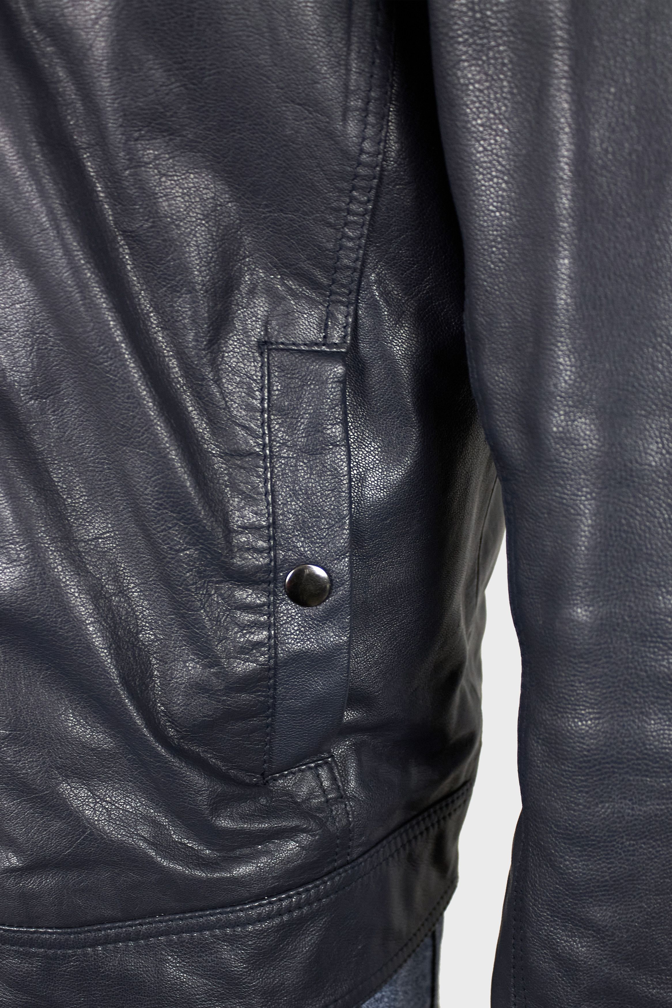 Asos Asos men's dark blue leather cafe racer jacket Size US XL / EU 56 / 4 - 9 Thumbnail
