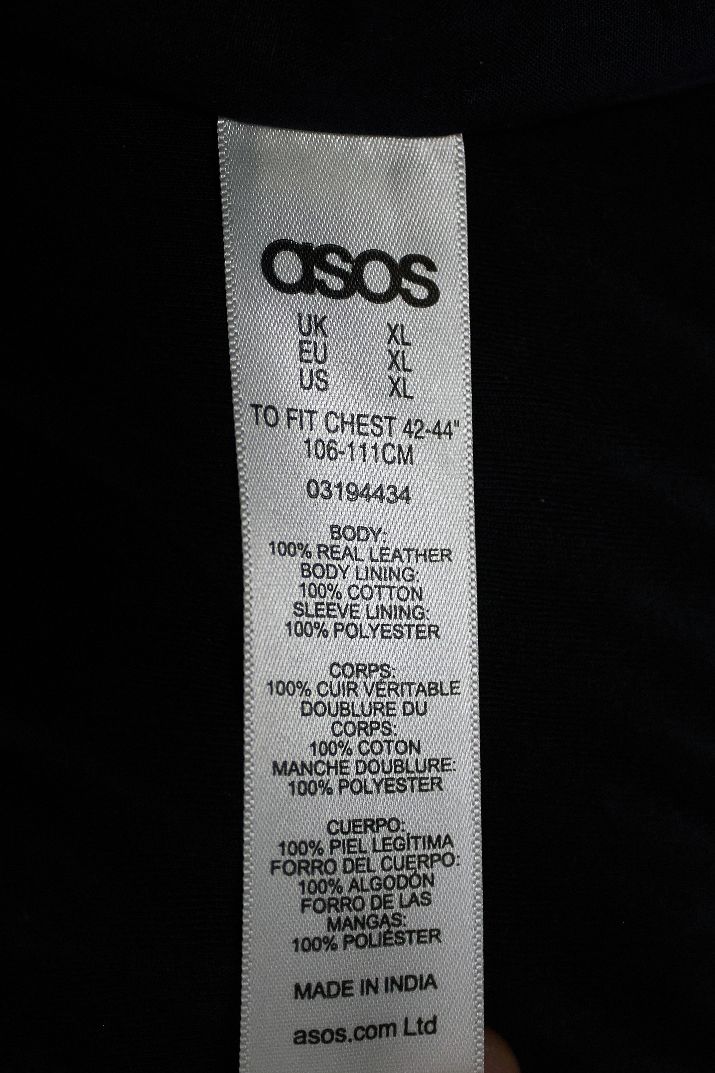 Asos Asos men's dark blue leather cafe racer jacket Size US XL / EU 56 / 4 - 15 Thumbnail