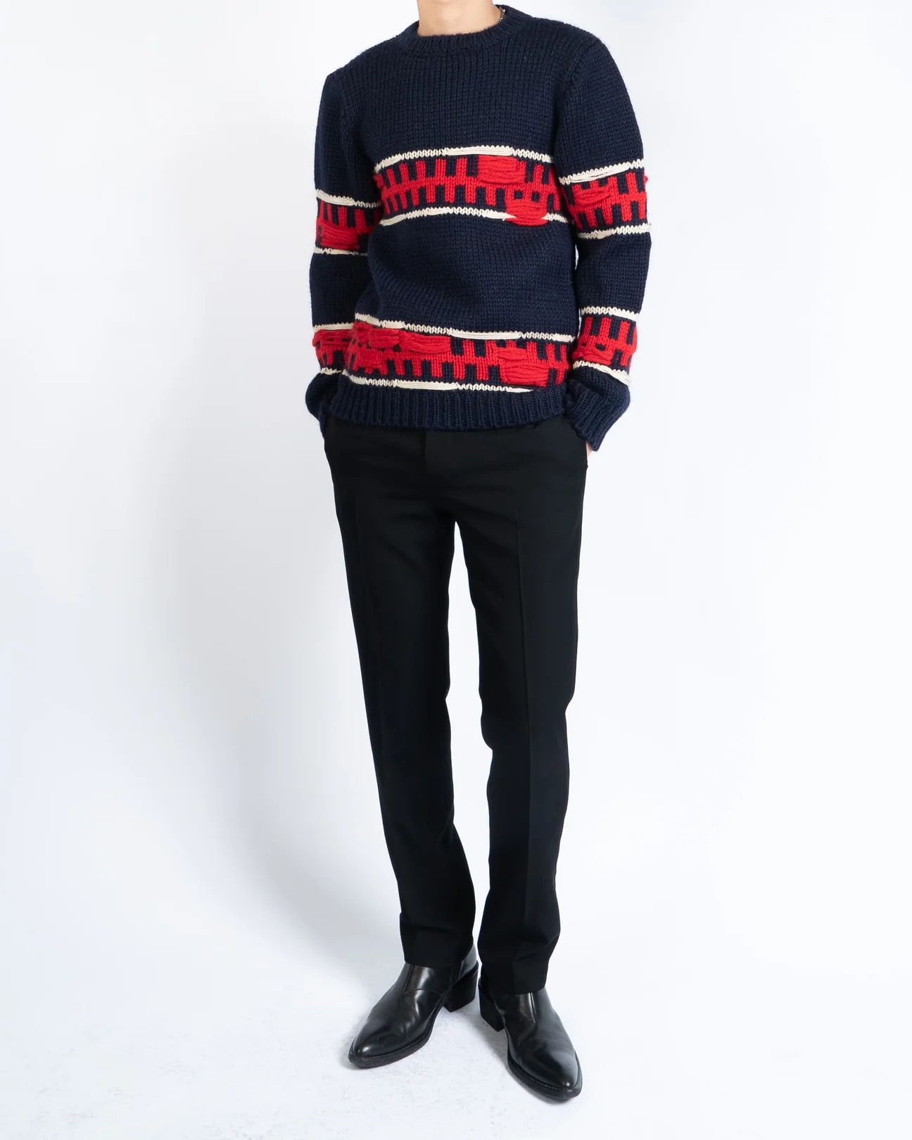 Calvin Klein 205W39NYC × Raf Simons FW18 Striped Distressed Runway Knit Size US XS / EU 42 / 0 - 9 Thumbnail