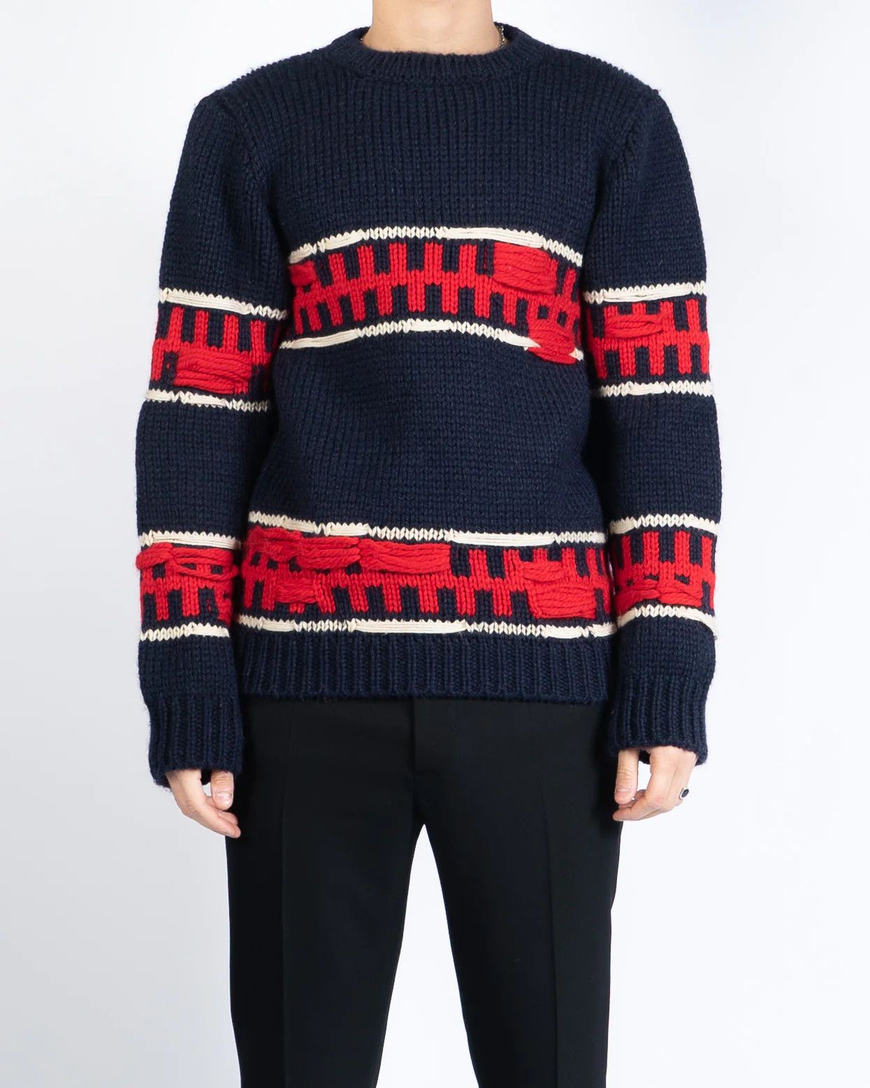 Calvin Klein 205W39NYC × Raf Simons FW18 Striped Distressed Runway Knit Size US XS / EU 42 / 0 - 8 Thumbnail