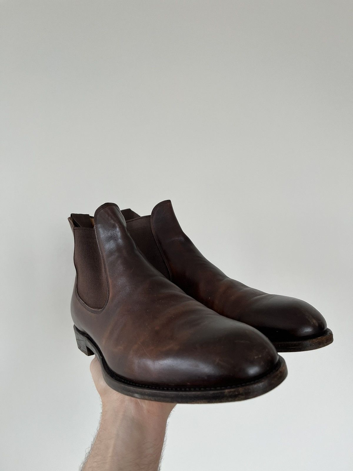 Handmade rrp 1300€ Paolo Scafora Handmade Leather Chelsea Boots Size US 8 / EU 41 - 3 Thumbnail