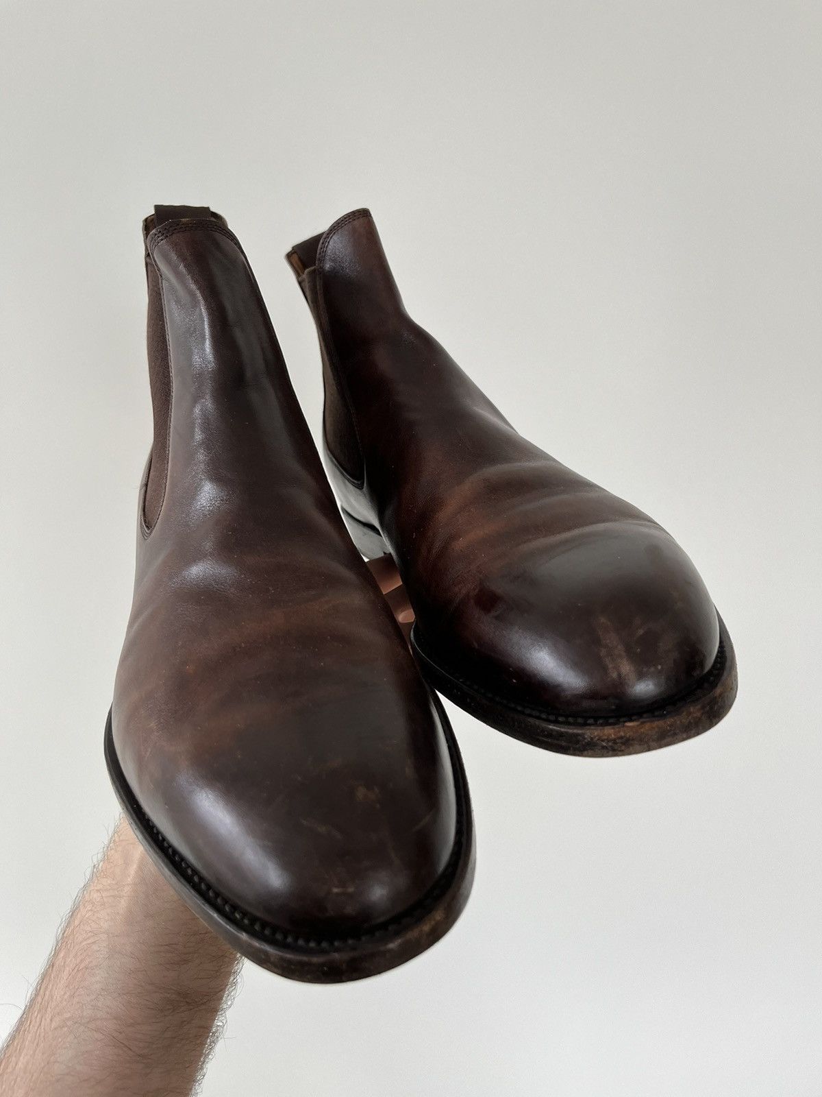 Handmade rrp 1300€ Paolo Scafora Handmade Leather Chelsea Boots Size US 8 / EU 41 - 5 Thumbnail