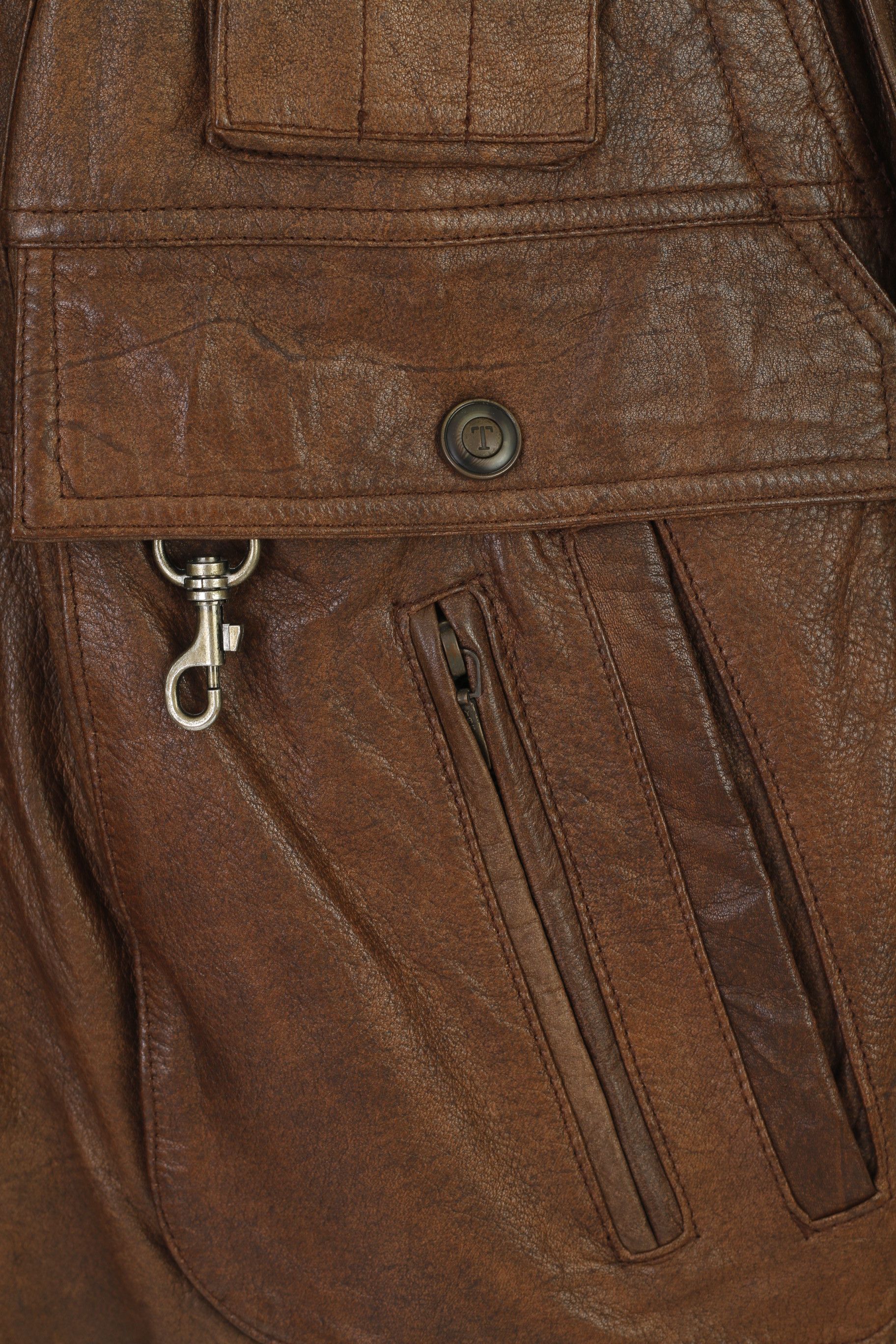 Leather × Vintage Original Trapper Men XL Waistcoat Brown Leather Vintage 0355 Size US XL / EU 56 / 4 - 3 Thumbnail
