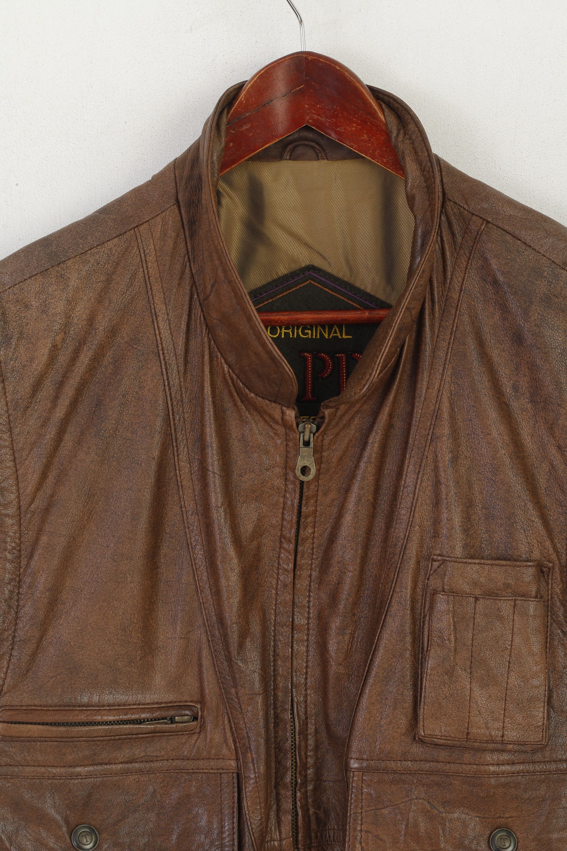Leather × Vintage Original Trapper Men XL Waistcoat Brown Leather Vintage 0355 Size US XL / EU 56 / 4 - 2 Thumbnail