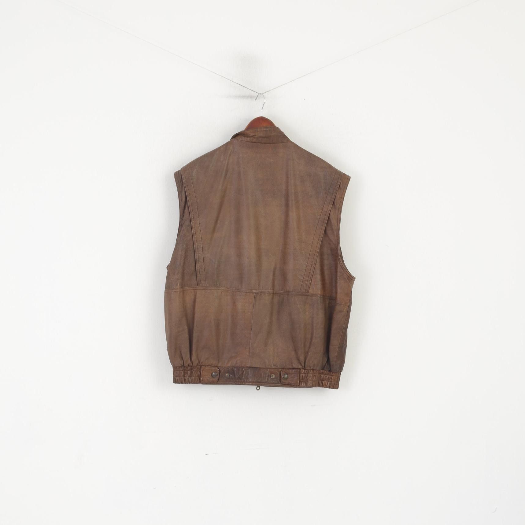 Leather × Vintage Original Trapper Men XL Waistcoat Brown Leather Vintage 0355 Size US XL / EU 56 / 4 - 6 Thumbnail
