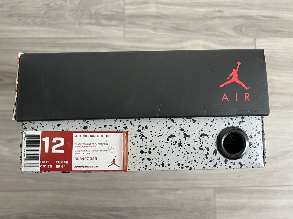 Jordan Brand Jordan 4 Retro Black Cement Rare (2012) Size US 12 / EU 45 - 9 Thumbnail