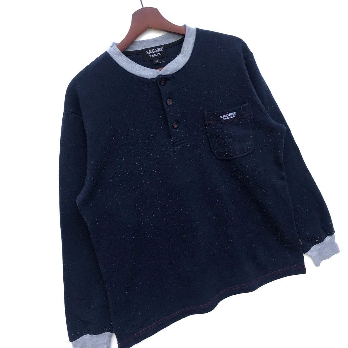 Yohji Yamamoto Vintage Sacsny Y’Saccs Half Button Sweatshirt Size US M / EU 48-50 / 2 - 2 Thumbnail