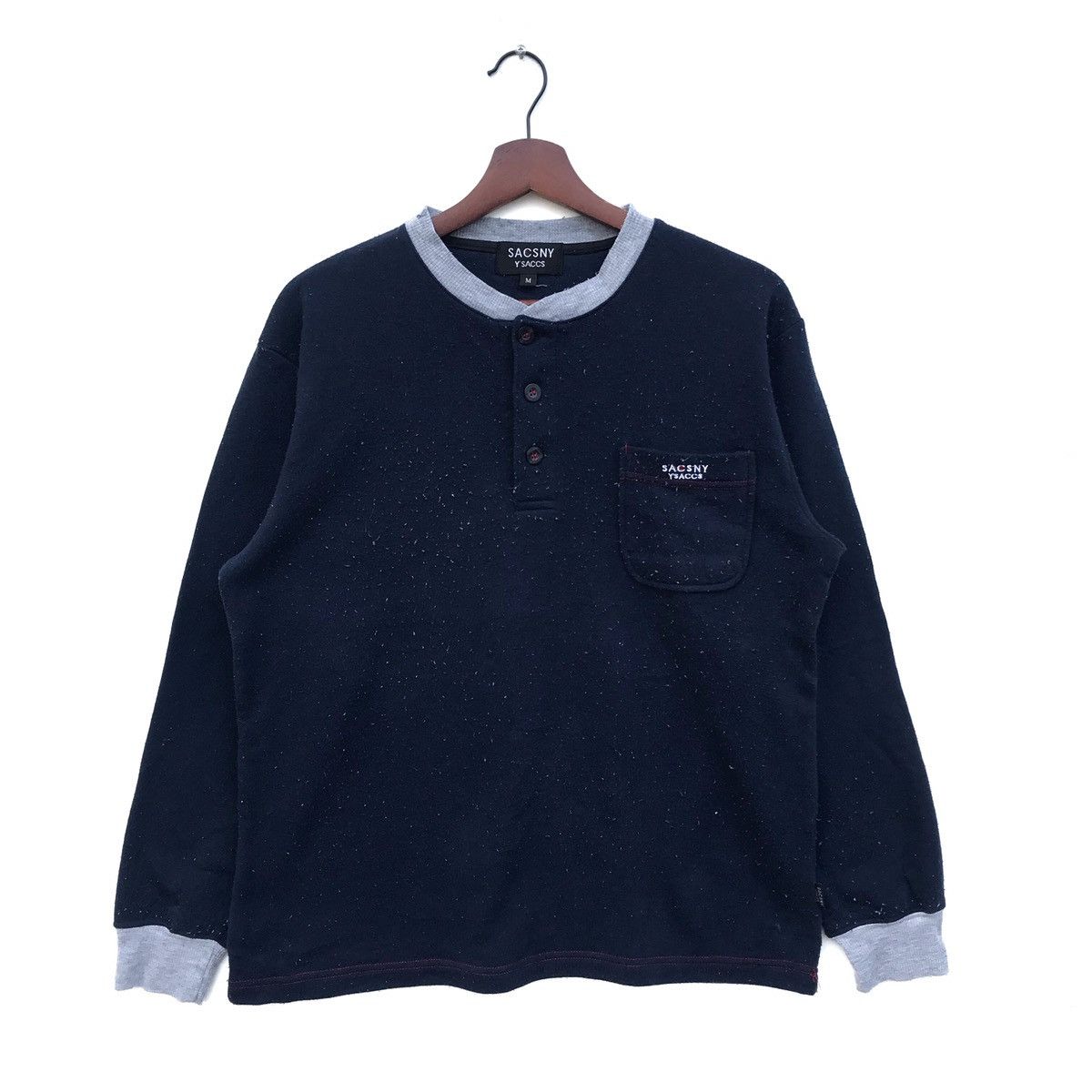 Yohji Yamamoto Vintage Sacsny Y’Saccs Half Button Sweatshirt Size US M / EU 48-50 / 2 - 1 Thumbnail
