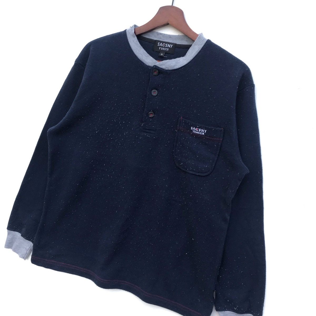 Yohji Yamamoto Vintage Sacsny Y’Saccs Half Button Sweatshirt Size US M / EU 48-50 / 2 - 3 Thumbnail