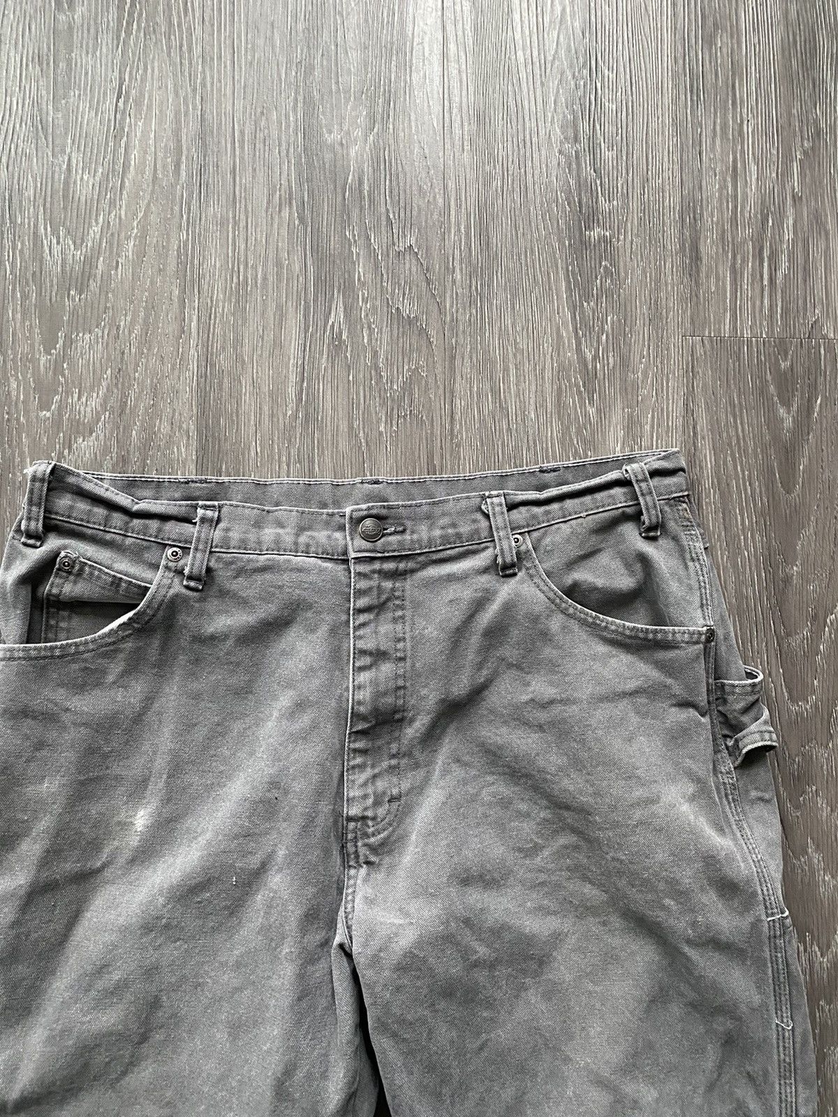Dickies Dickies Grey Baggy Carpenter Pants Distressed Jeans Denim Size US 35 - 7 Thumbnail