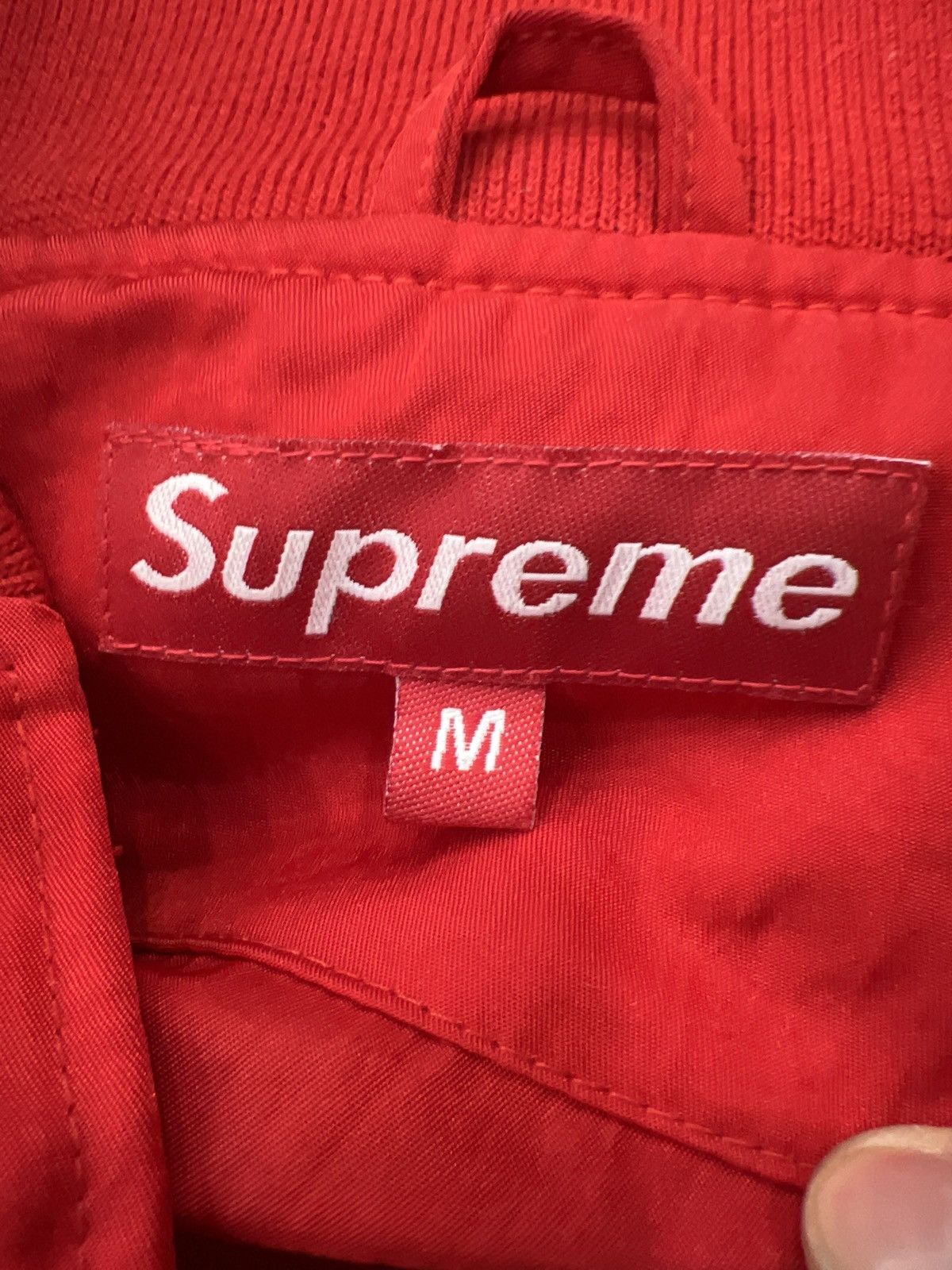 Supreme Supreme NCAA Varsity Jacket Red size Medium Size US M / EU 48-50 / 2 - 3 Thumbnail