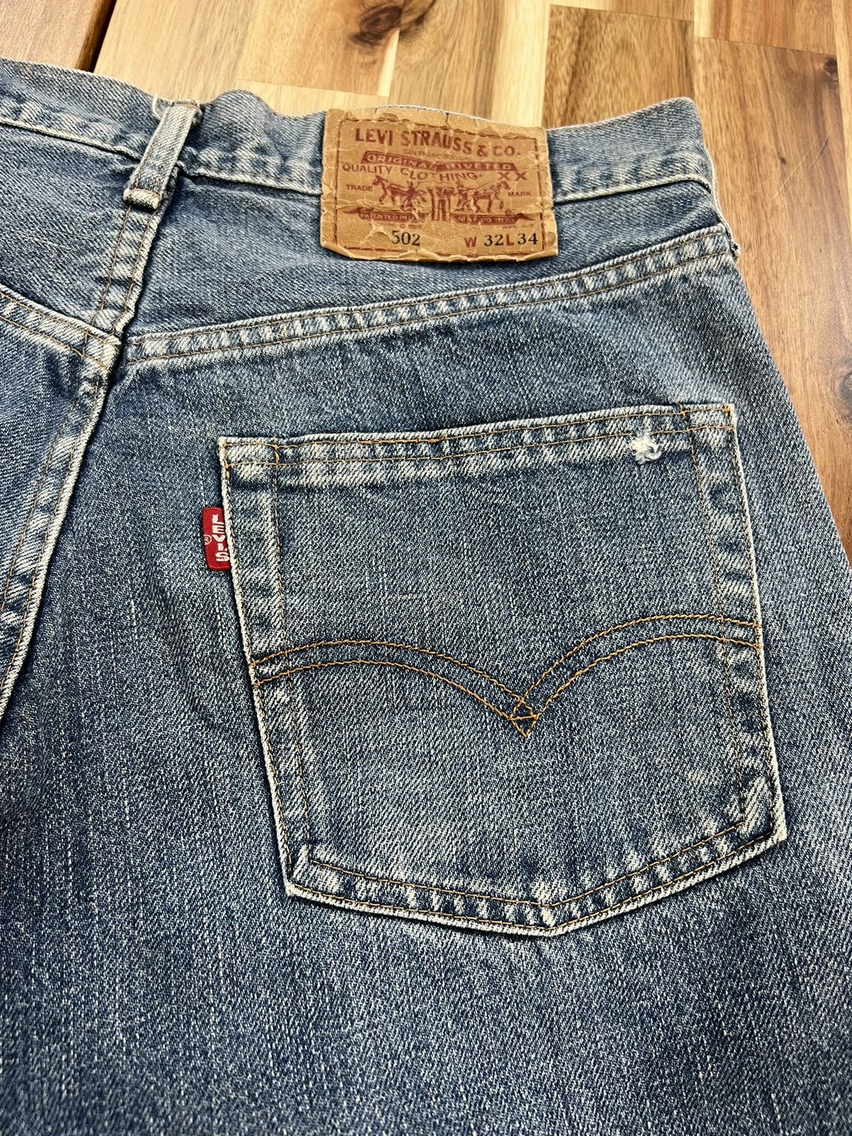 Levi's Levis 502 Big E Selvedge Button J22 Denim Jeans Size US 31 - 10 Thumbnail