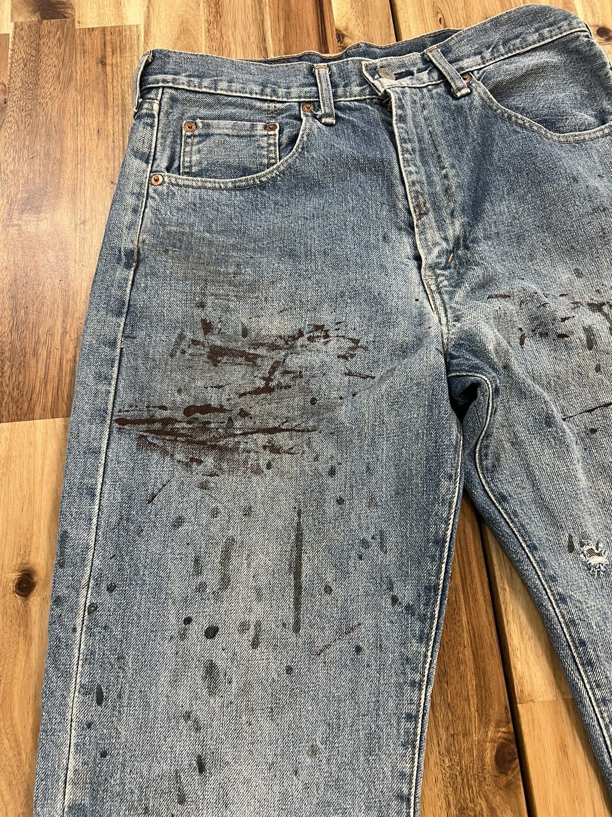 Levi's Levis 502 Big E Selvedge Button J22 Denim Jeans Size US 31 - 5 Thumbnail