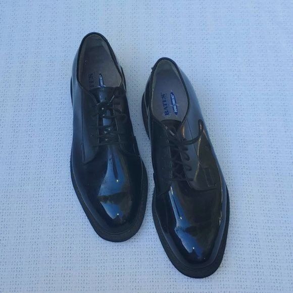 Bates DuraShock Sz. 8E Black Patent Leather Oxford Tie Dress