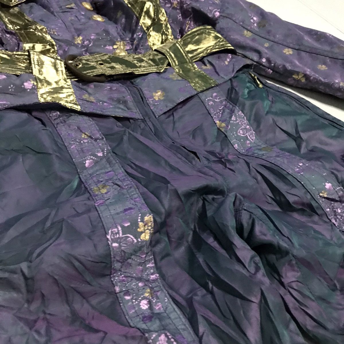 Goldwin × Japanese Brand × Vintage Vintage Ski Jumpsuit Floral Goldwin Gold Purple Coverall Size US 28 / EU 44 - 5 Thumbnail