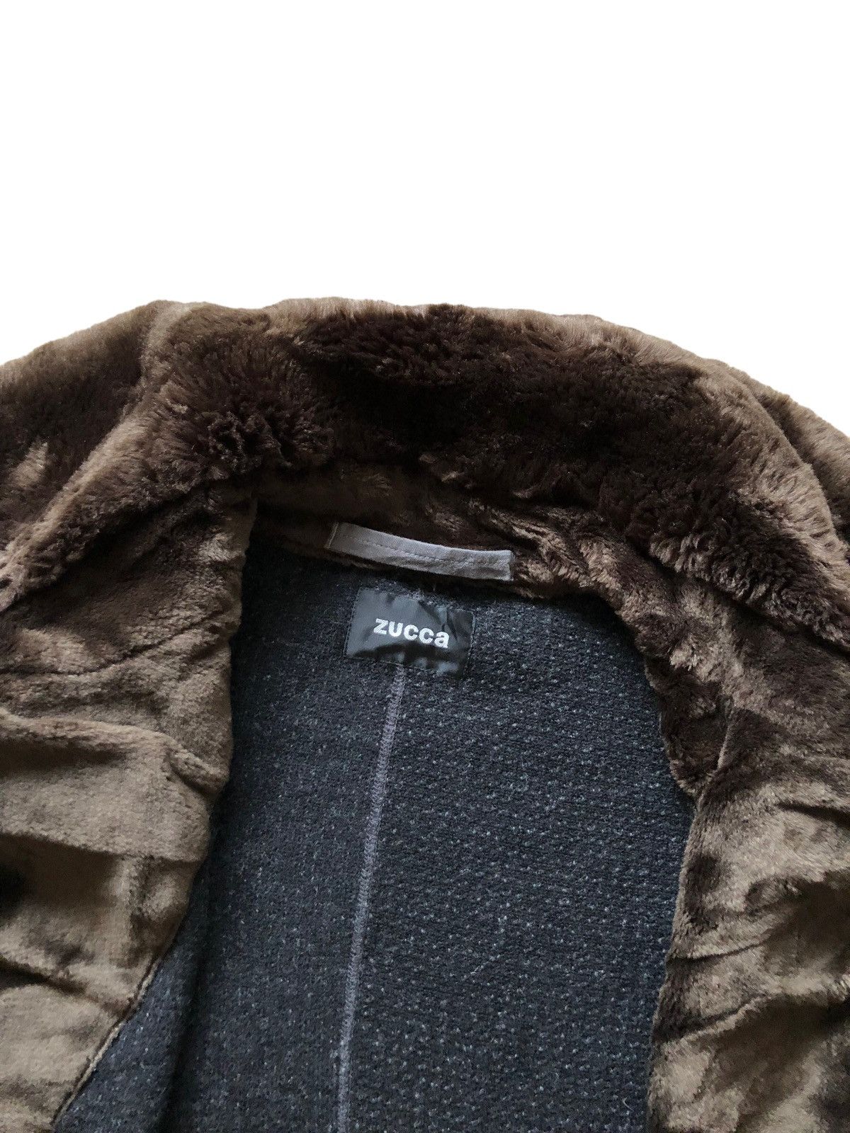 1990s Cabane De Zucca Heavy Knit Fur Collar Jacket