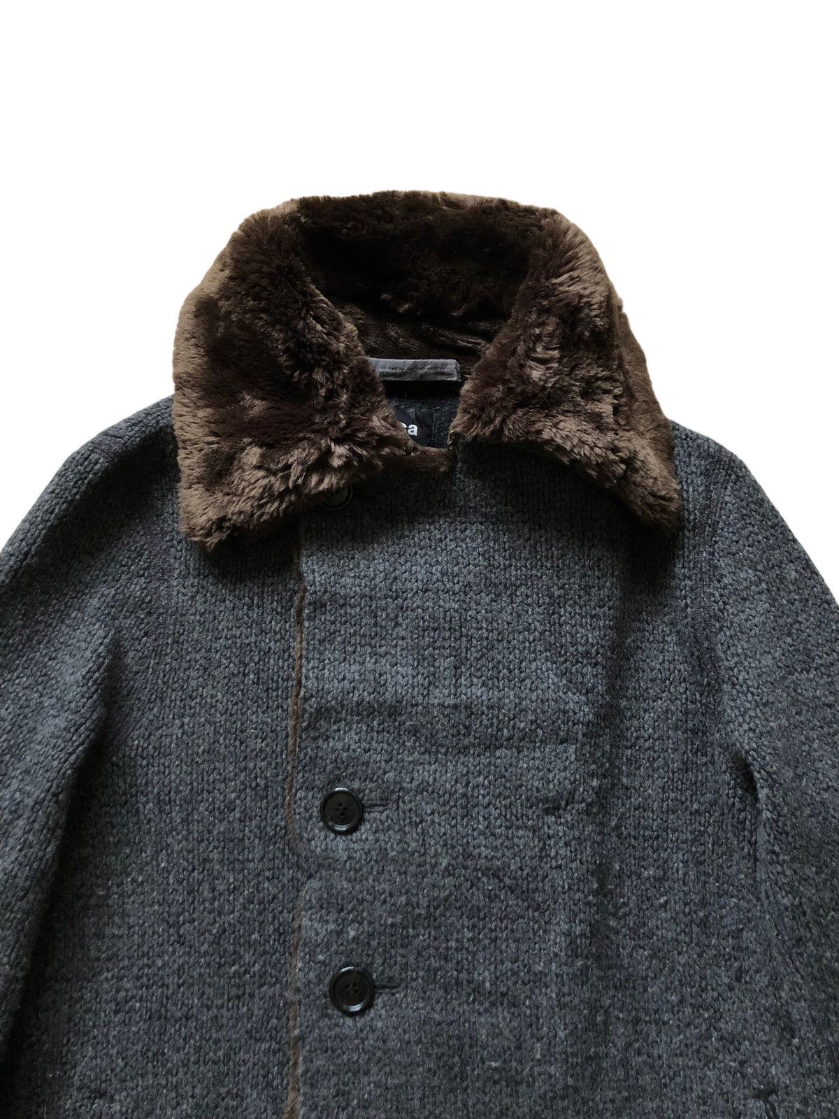 CABANE de ZUCCa 1990s Cabane De Zucca Heavy Knit Fur Collar Jacket Size US M / EU 48-50 / 2 - 4 Thumbnail