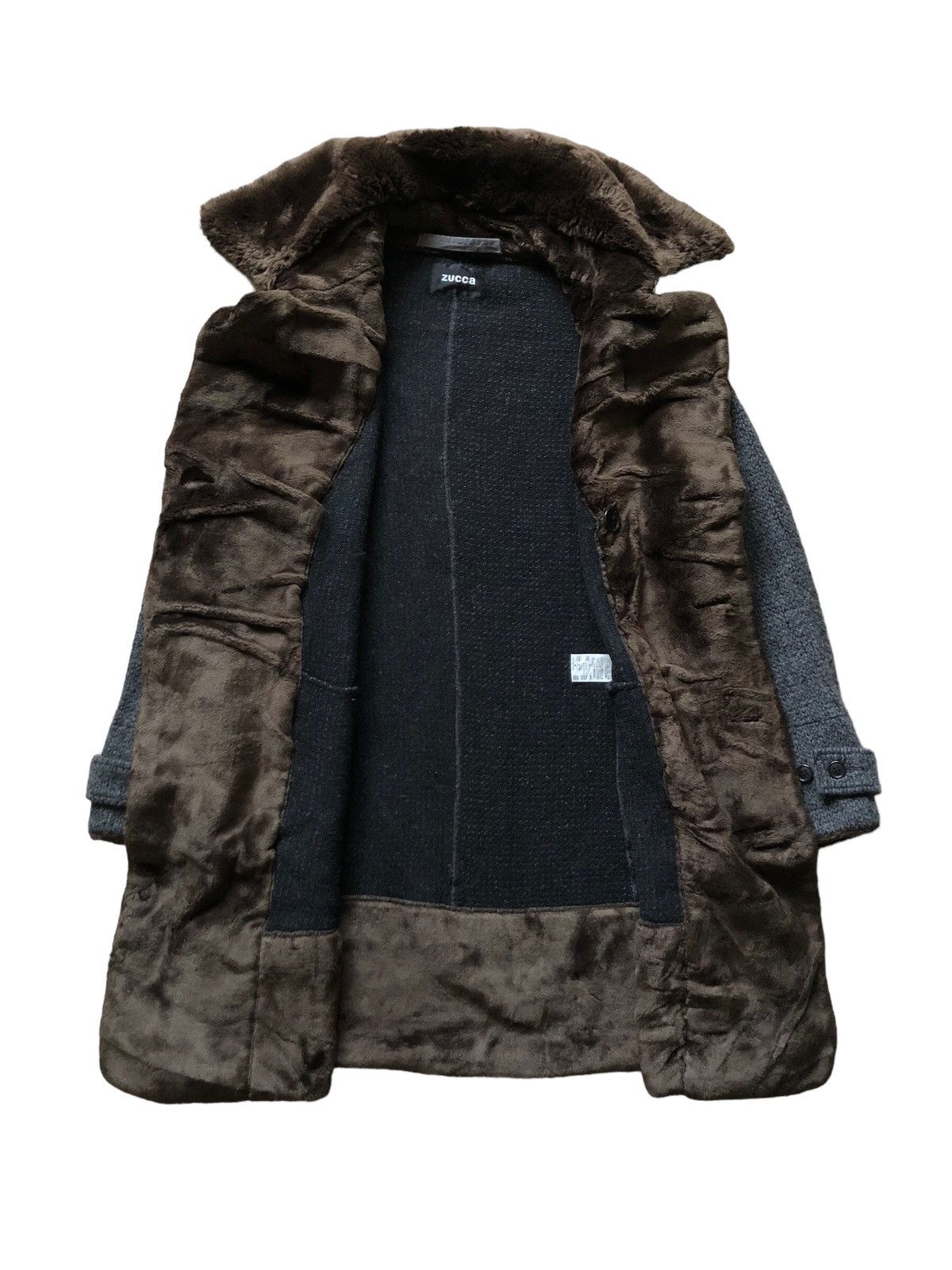 1990s Cabane De Zucca Heavy Knit Fur Collar Jacket