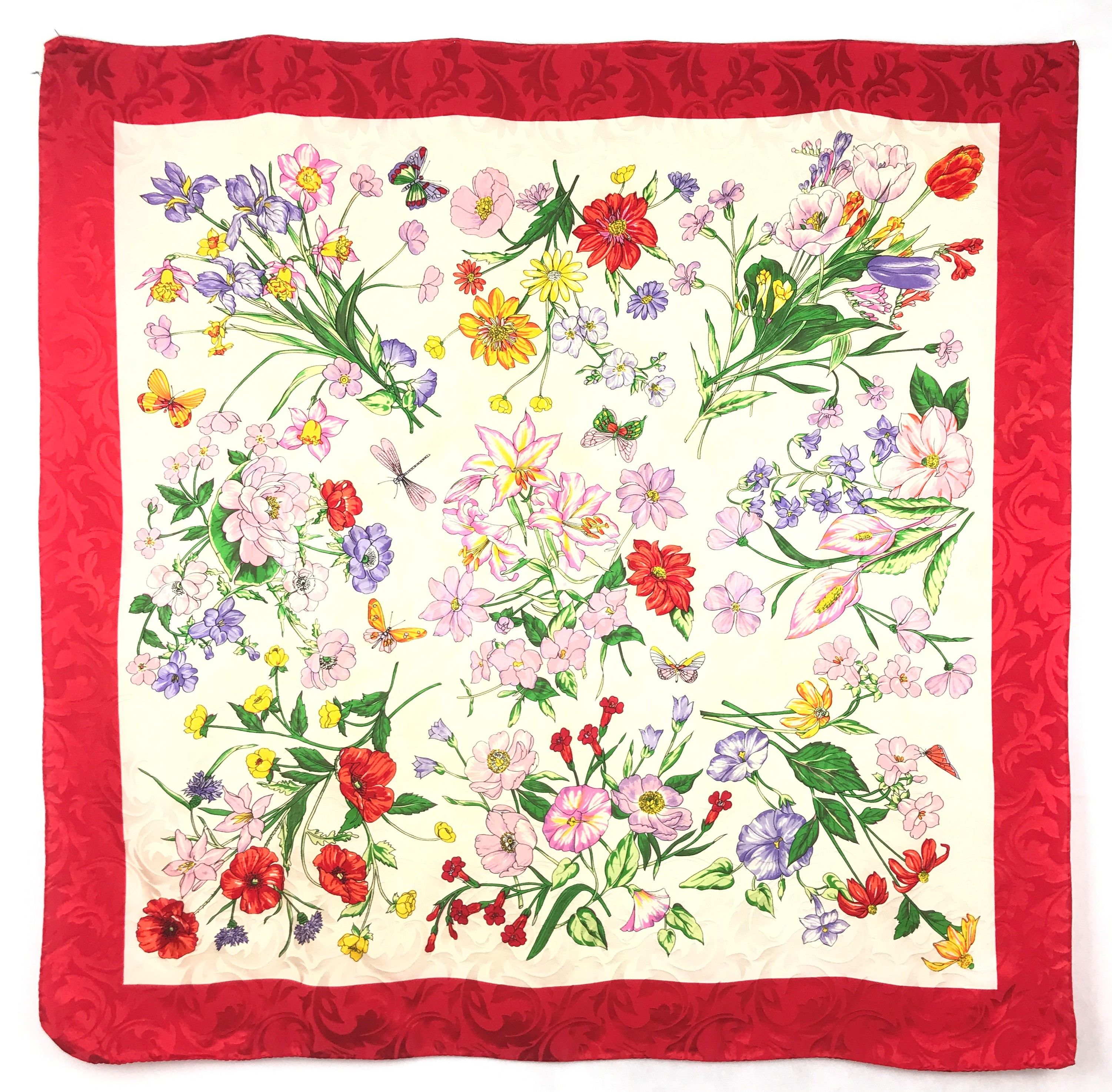 Vintage Floral Silk Scarf