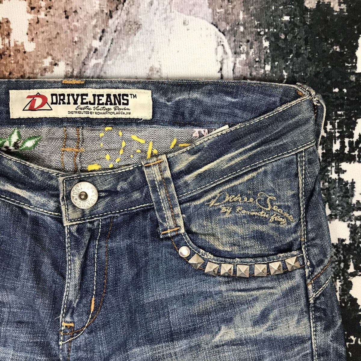 Designer × Vintage Vintage Drive Jeans Flare Spike Embroidery Light Wash Jeans Size 30" / US 8 / IT 44 - 12 Thumbnail