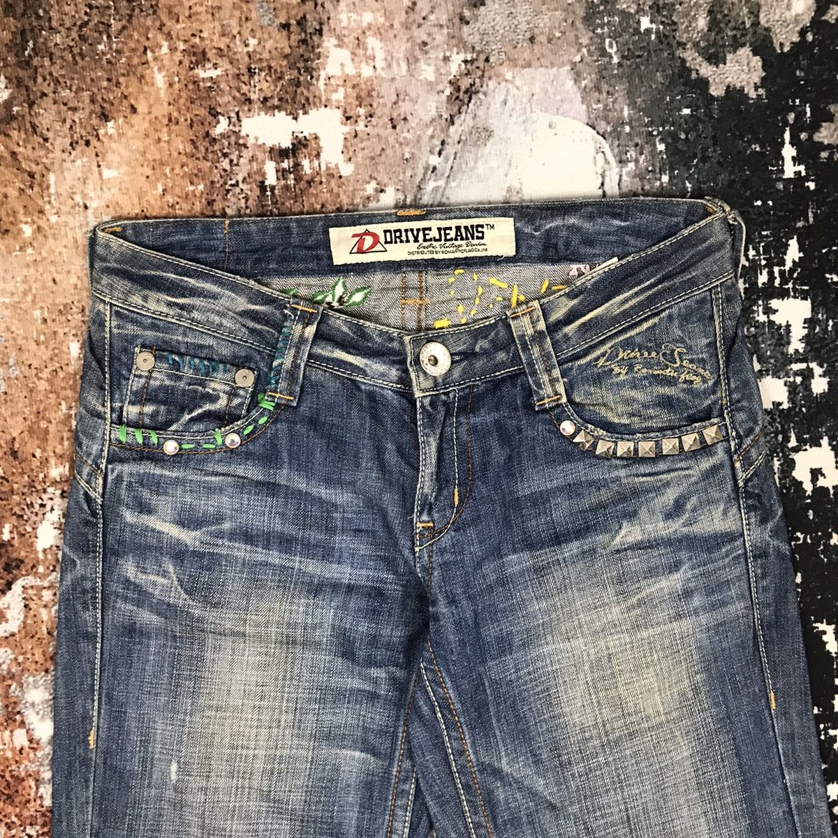 Designer × Vintage Vintage Drive Jeans Flare Spike Embroidery Light Wash Jeans Size 30" / US 8 / IT 44 - 11 Thumbnail