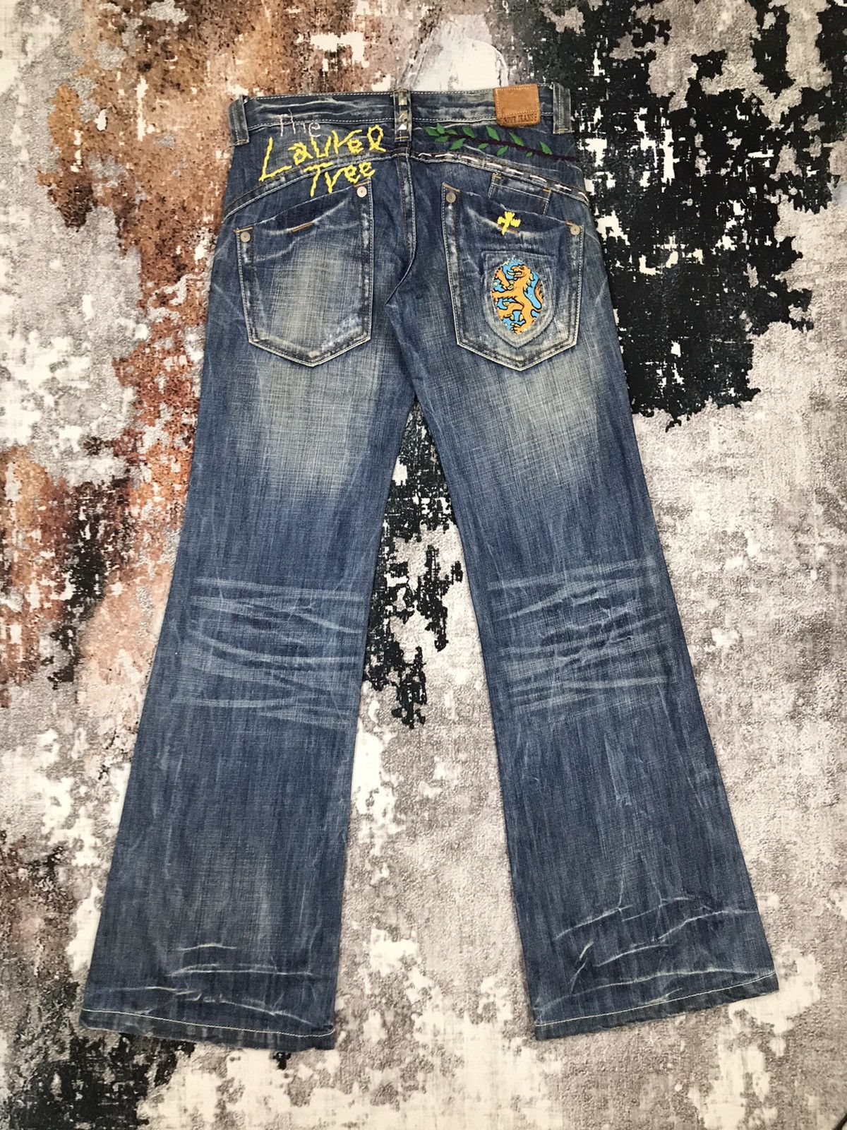 Designer × Vintage Vintage Drive Jeans Flare Spike Embroidery Light Wash Jeans Size 30" / US 8 / IT 44 - 1 Thumbnail