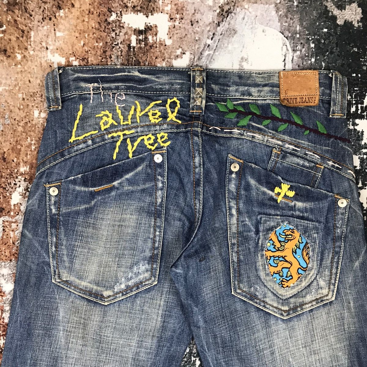 Designer × Vintage Vintage Drive Jeans Flare Spike Embroidery Light Wash Jeans Size 30" / US 8 / IT 44 - 3 Thumbnail