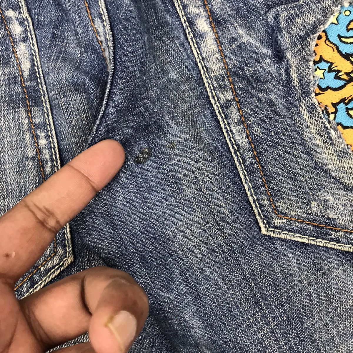 Designer × Vintage Vintage Drive Jeans Flare Spike Embroidery Light Wash Jeans Size 30" / US 8 / IT 44 - 8 Thumbnail