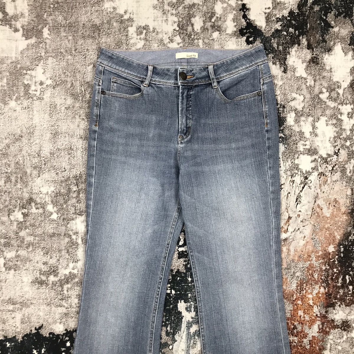 Designer × Japanese Brand × Vintage Vintage Japanese Good Fit Flare Light Wash Denim Jeans Size 29" - 2 Thumbnail