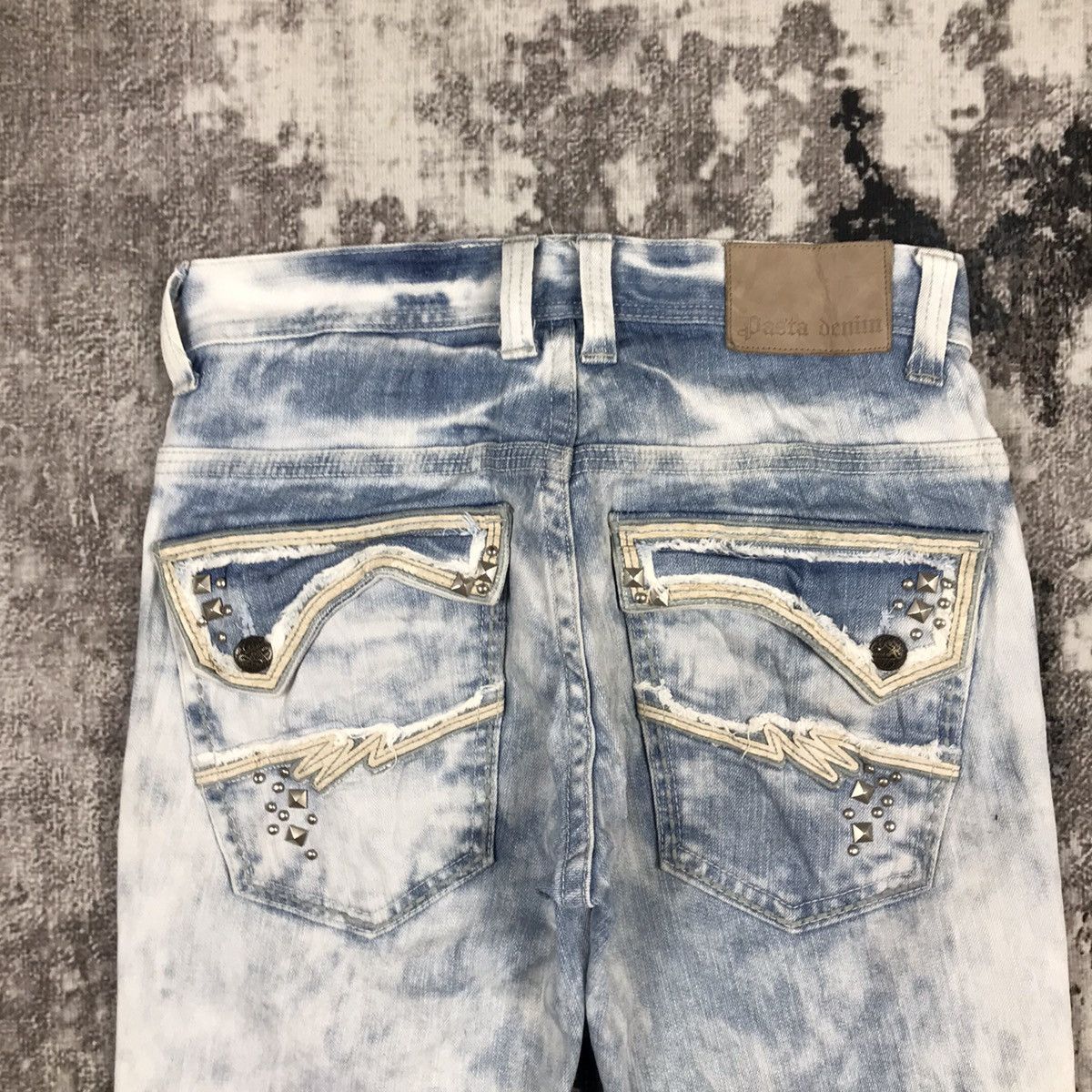 Japanese Brand × Vintage Vintage Japanese Spike Design Pasta Denim Acid Wash Jeans Size 29" - 3 Thumbnail