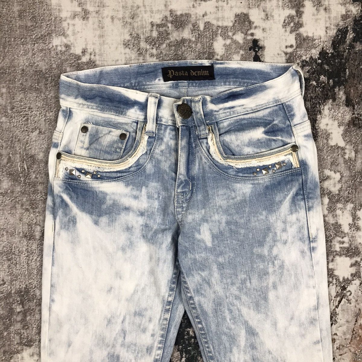 Japanese Brand × Vintage Vintage Japanese Spike Design Pasta Denim Acid Wash Jeans Size 29" - 8 Thumbnail