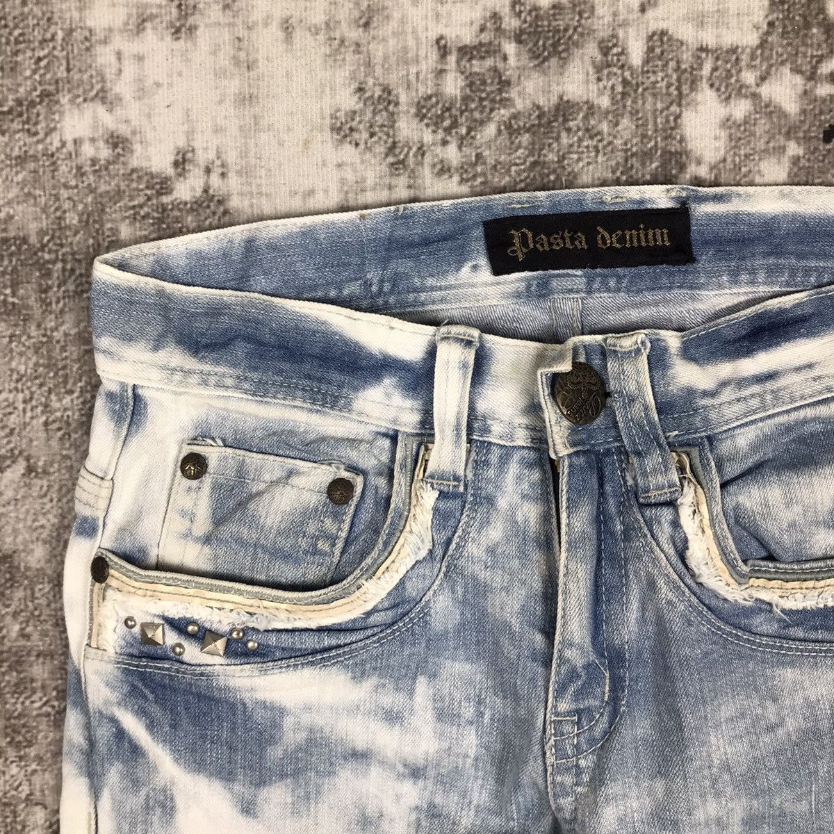 Japanese Brand × Vintage Vintage Japanese Spike Design Pasta Denim Acid Wash Jeans Size 29" - 9 Thumbnail